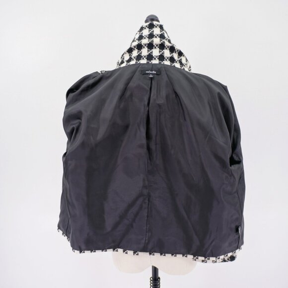 DAMAGED Rafaella Large Black White Tweed Plaid Sport Coat Wool Acrylic Polyester - Picture 12 of 12